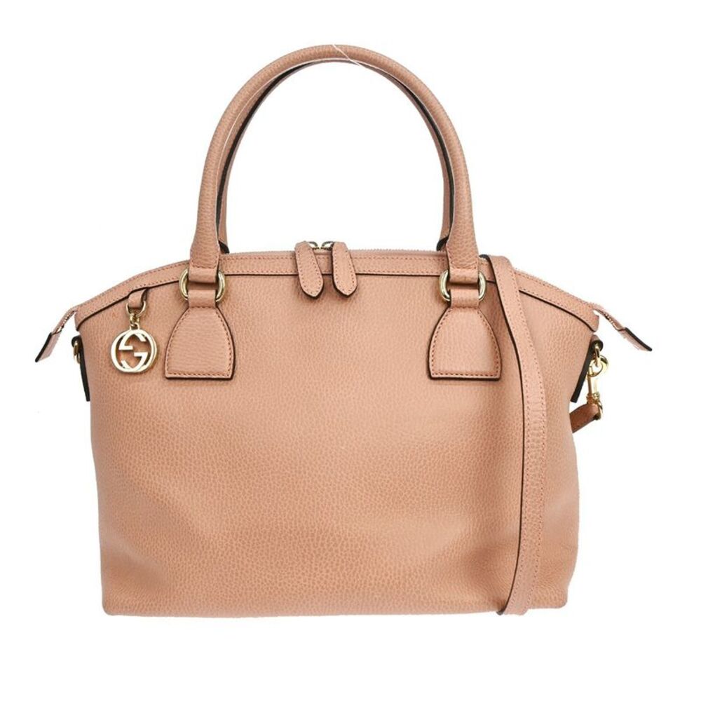 Gucci Gg Charm Convertible Dome Satchel Leather Pink Leather Handbag